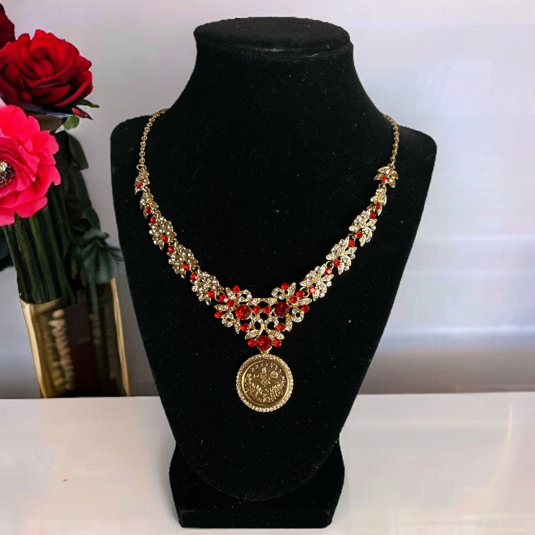 Al-Ramla Gold and Red Necklace