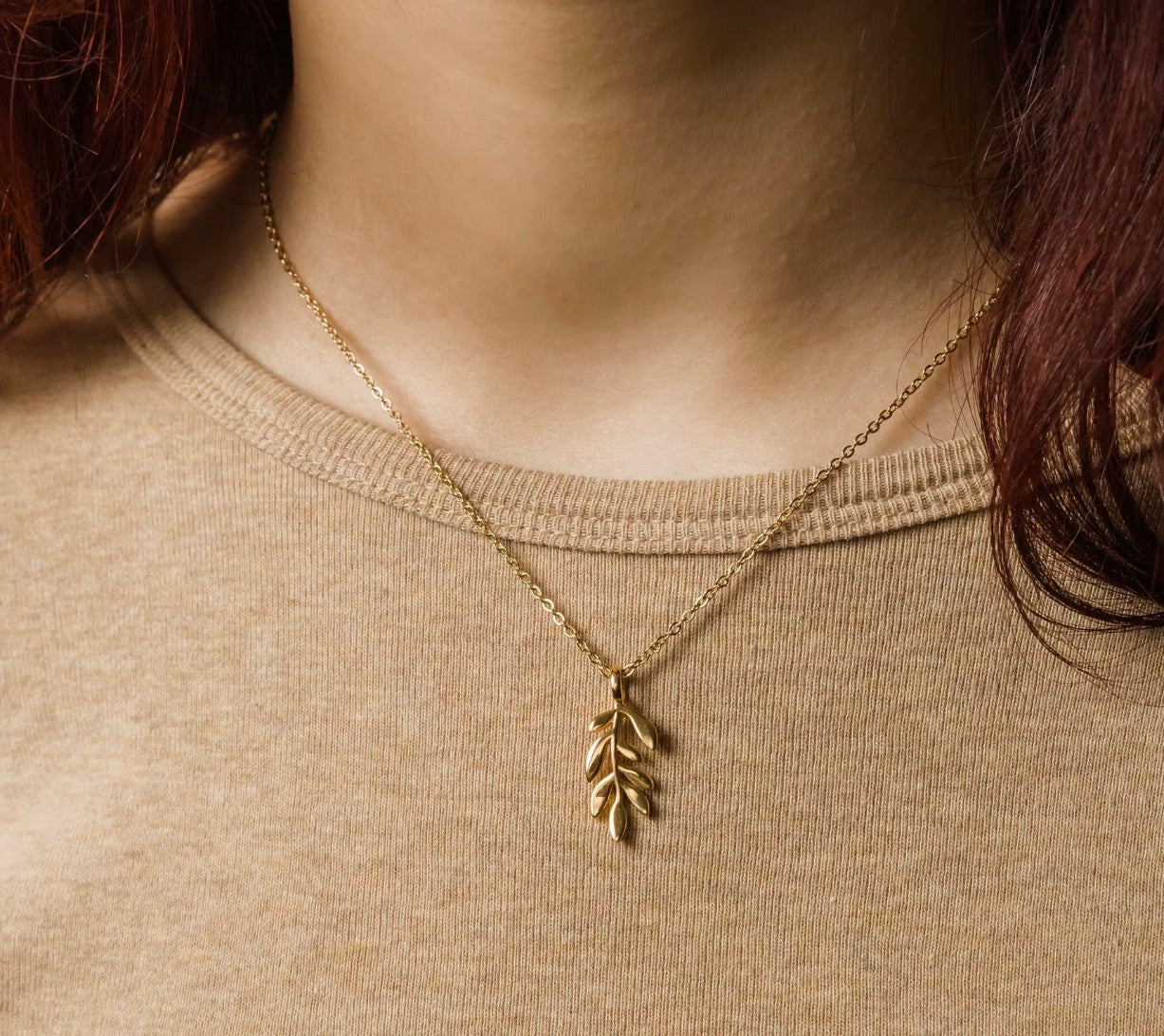 Olive Branch 18K Pleated Gold