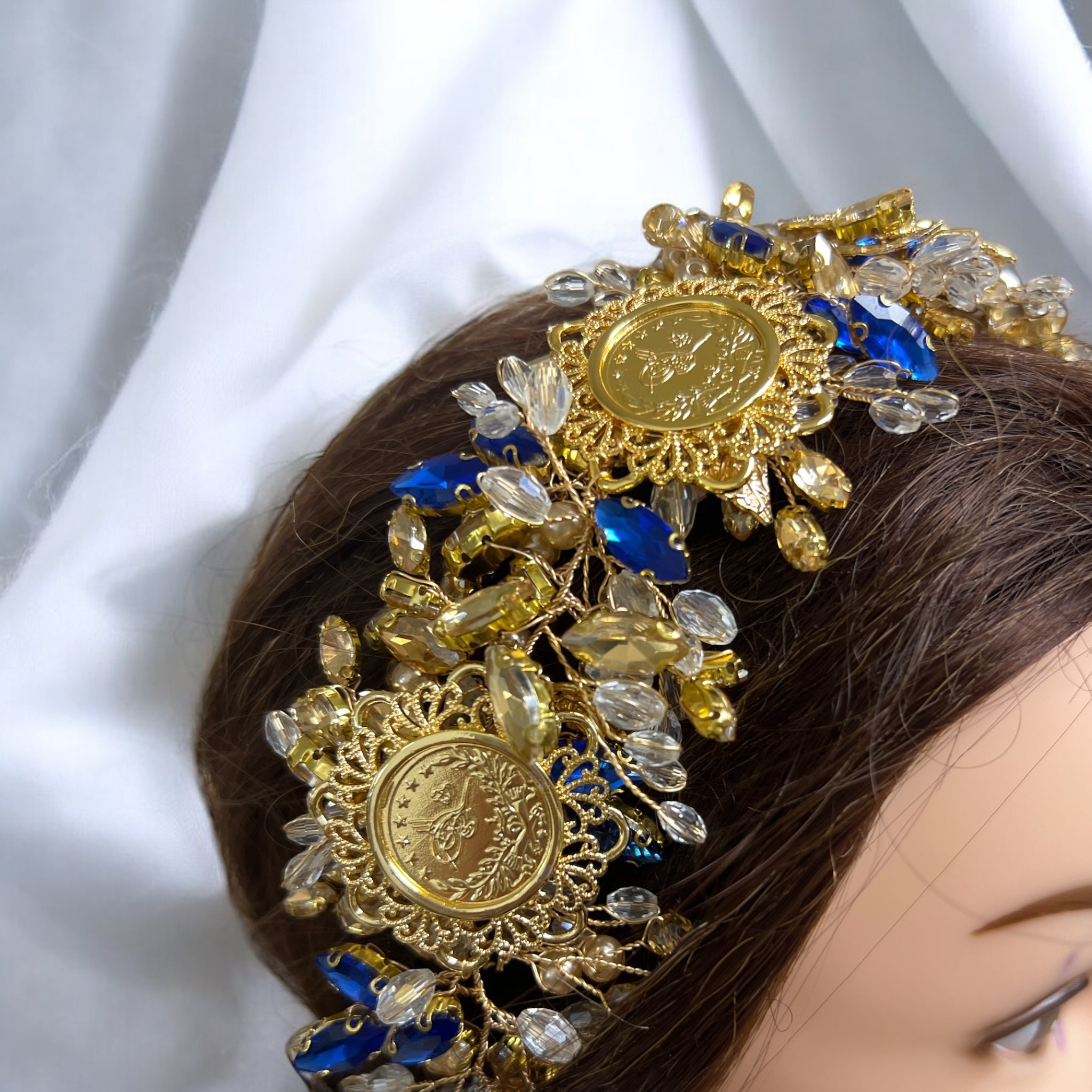 Ras Suneisil luxury Gold and blue headpiece