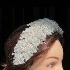Al-Dawayima Zircon Stone And Pearl Headpiece - Silver