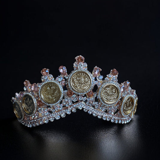 Qibya orange peach coins tiara