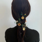 Ein Ghazal Three Green and Gold hairpin