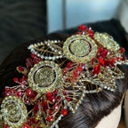 Yafa II four coin Red and Gold headpiece