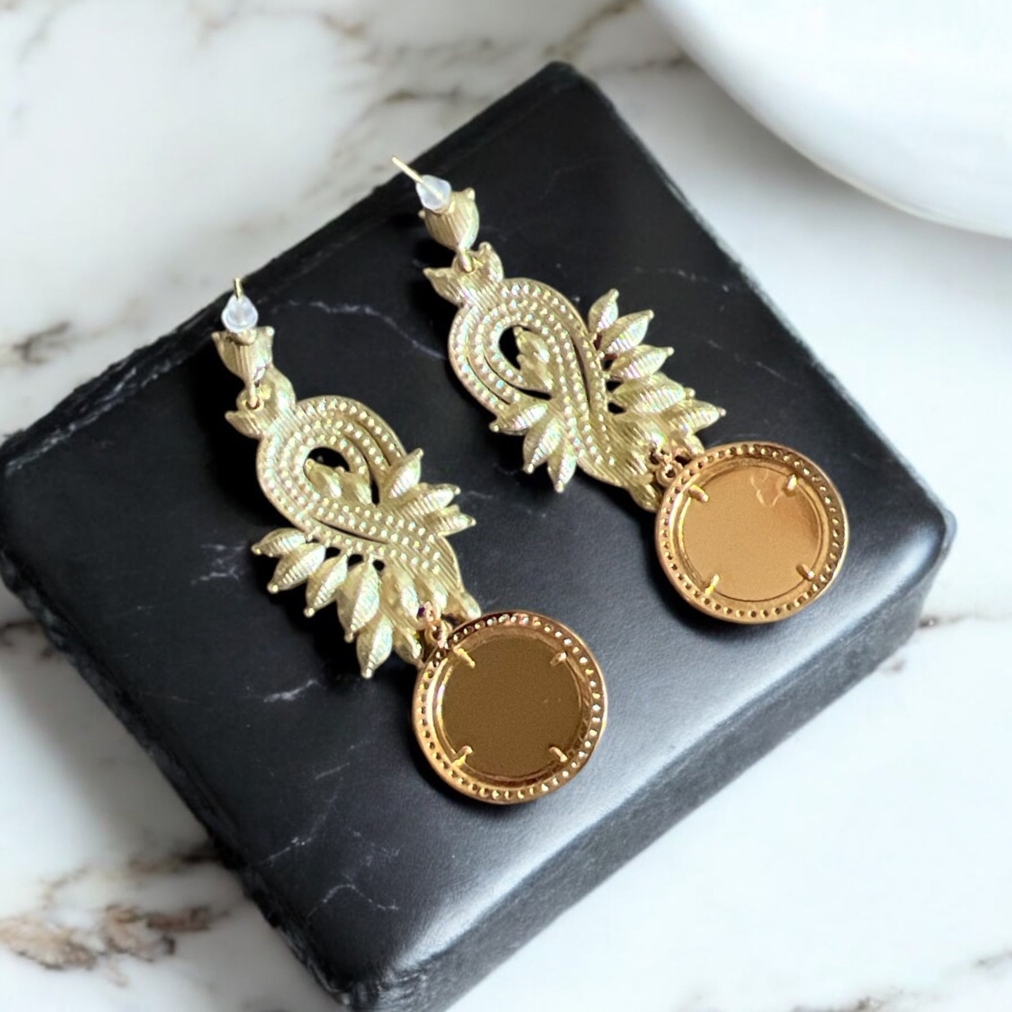 Al-Khadr Gold and Red coin earrings