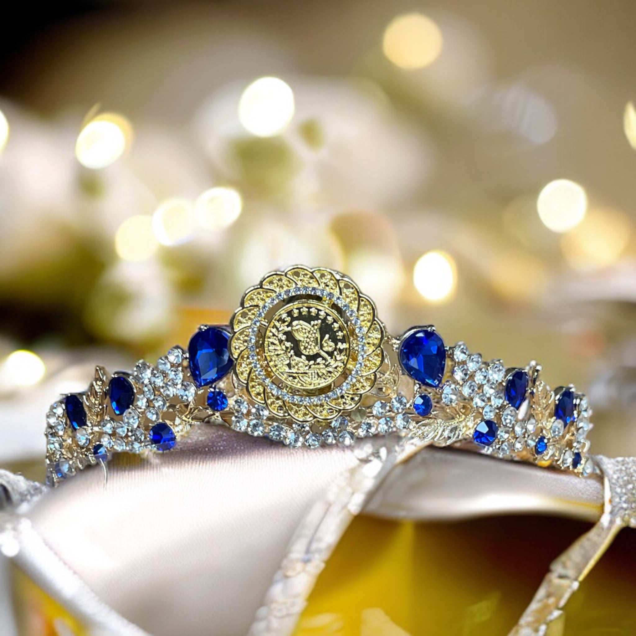Dayr Tarif Gold and Blue tiara
