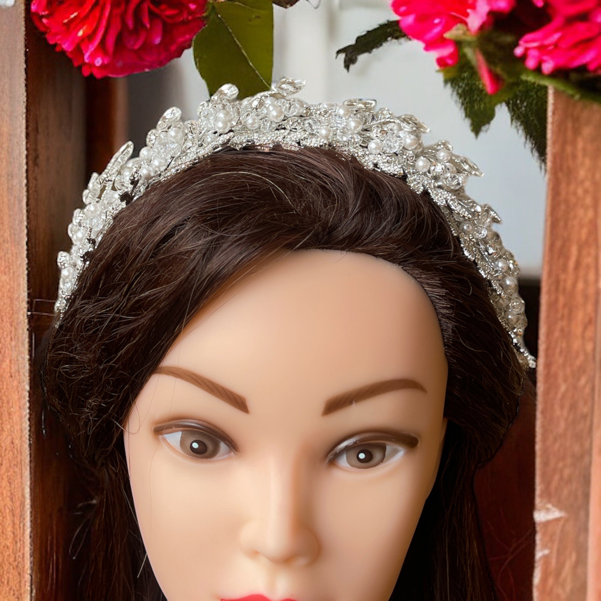 Nur Shams bridal pearls crystal headpiece