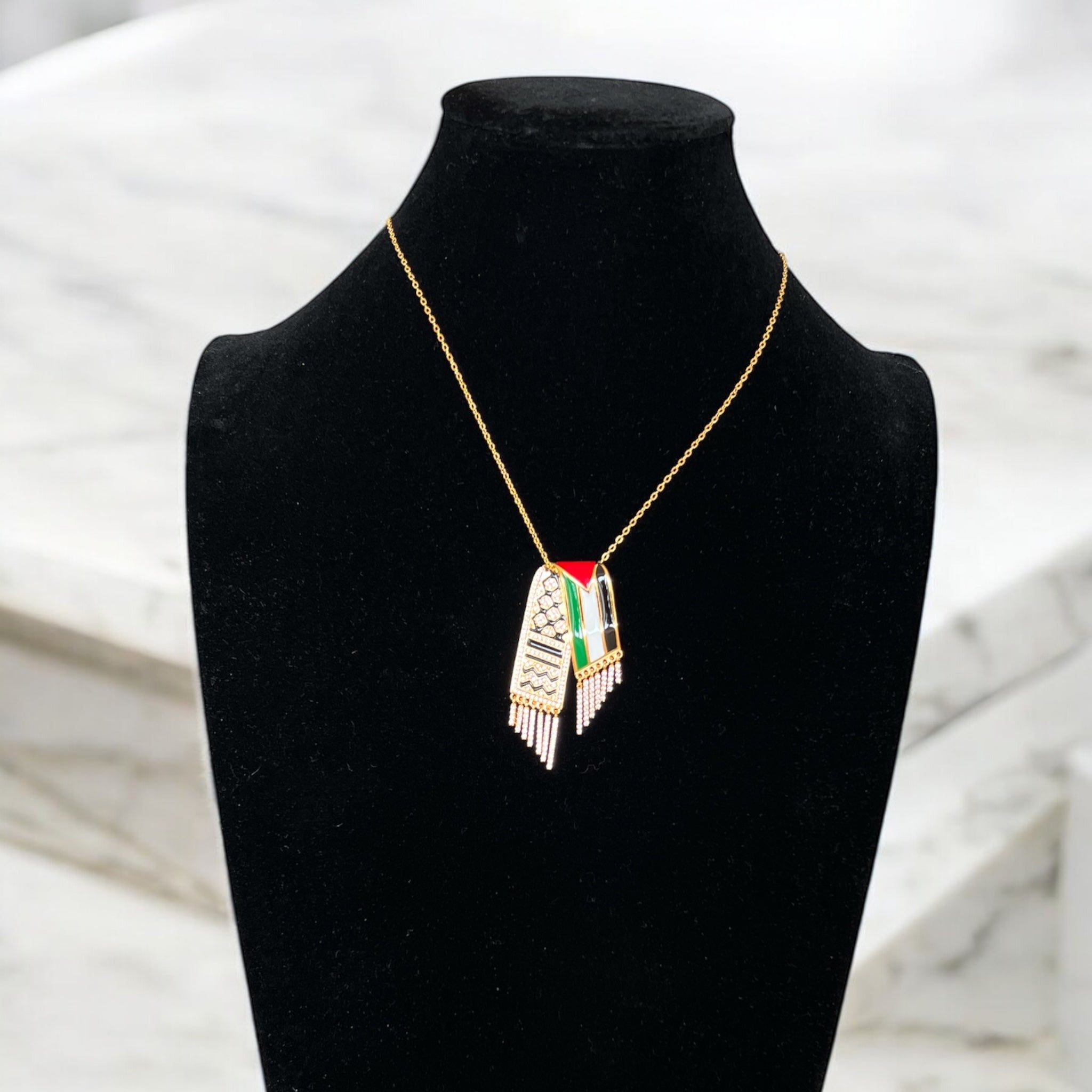 Kufya and Palestine flag necklace
