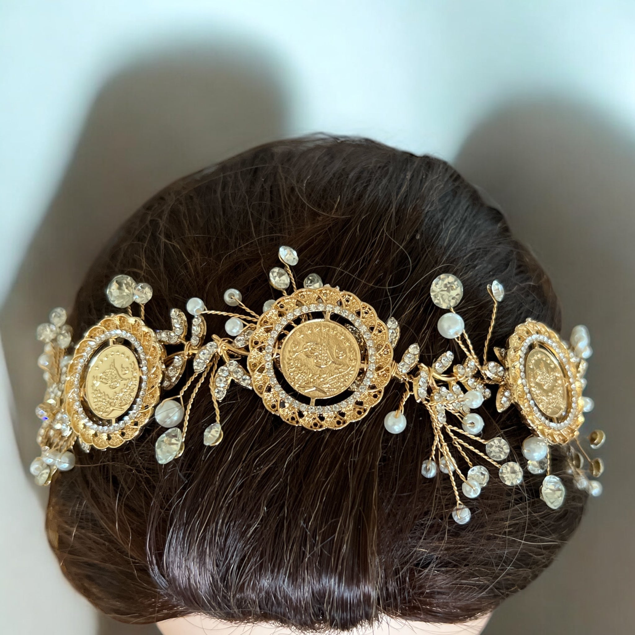 Tayyiba five coins Pearls headpiece
