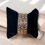 Ma'dhar 21k Pleated Gold 3pc bangles