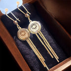 Kafr Malik II long 18K pleated gold coins earrings
