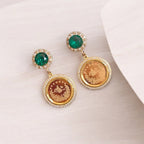 Bayt Rema II Green and Gold Earrings