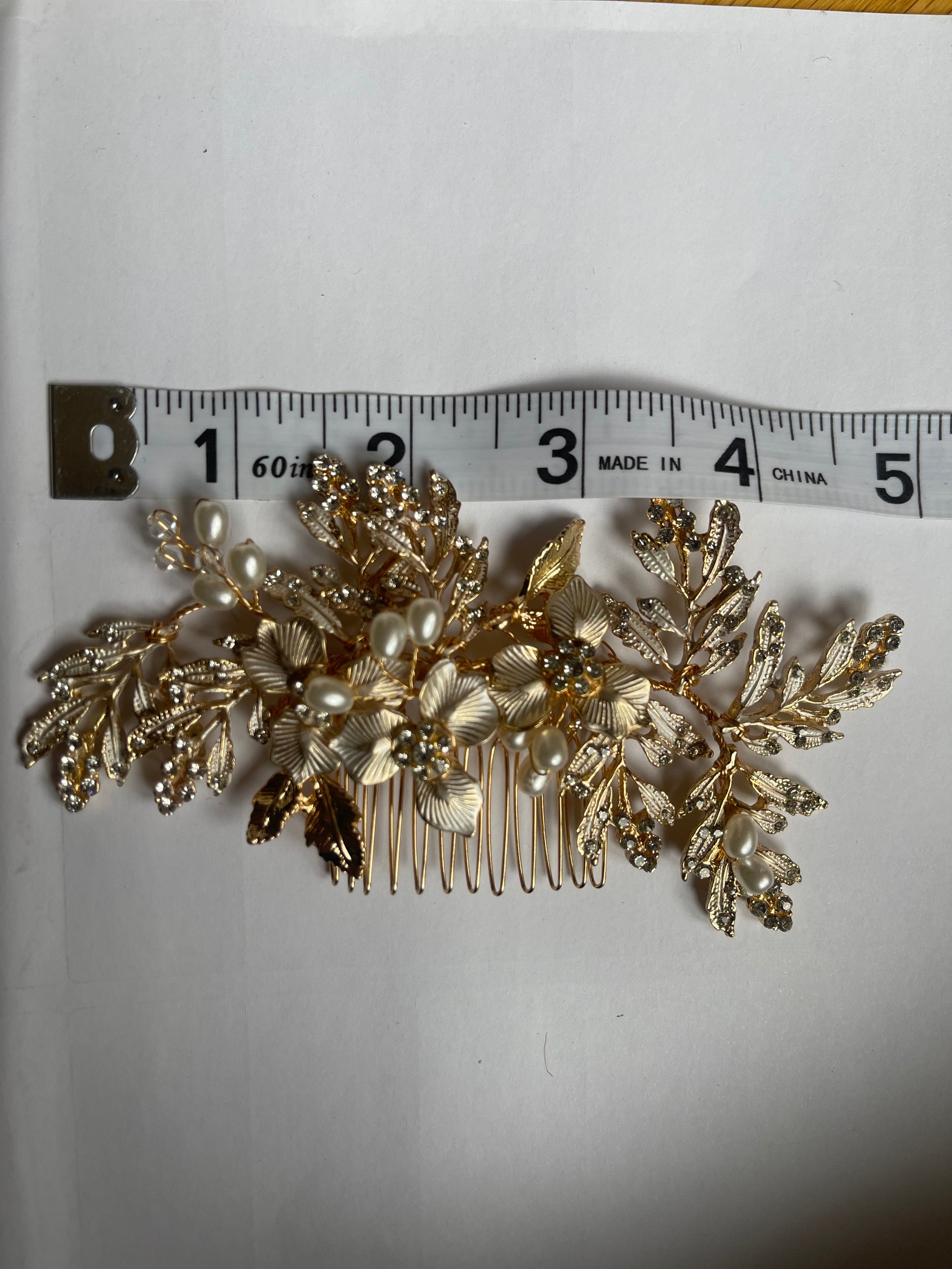 Genuine Pearls and Rhinestone comb hair piece high Quality product 