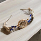 Hamama three coins blue and gold headband