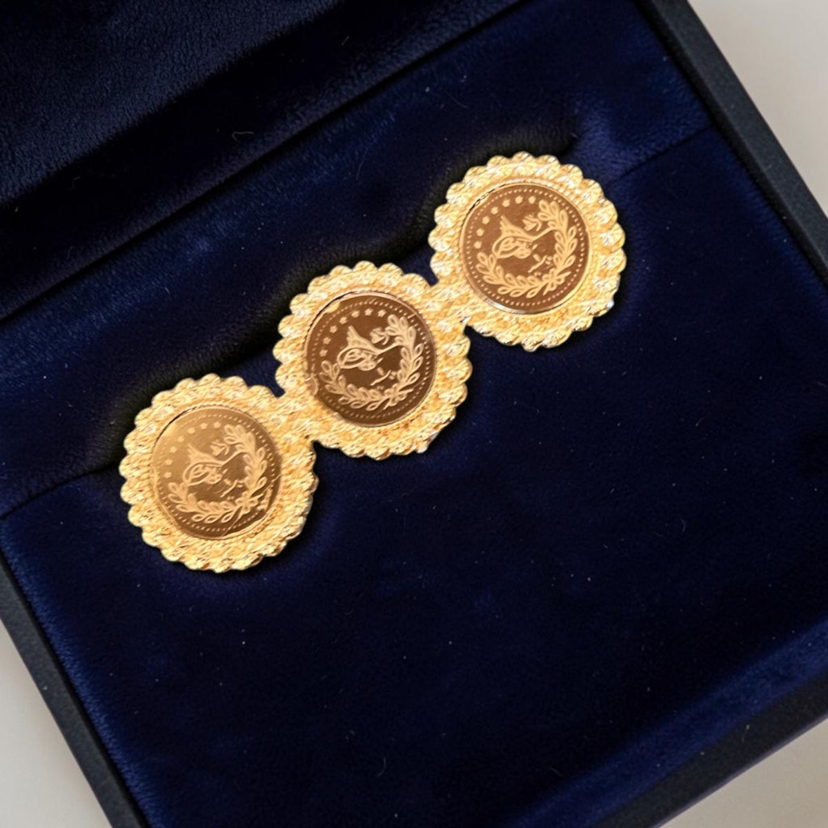 Yafa three coins Pleated Brooch