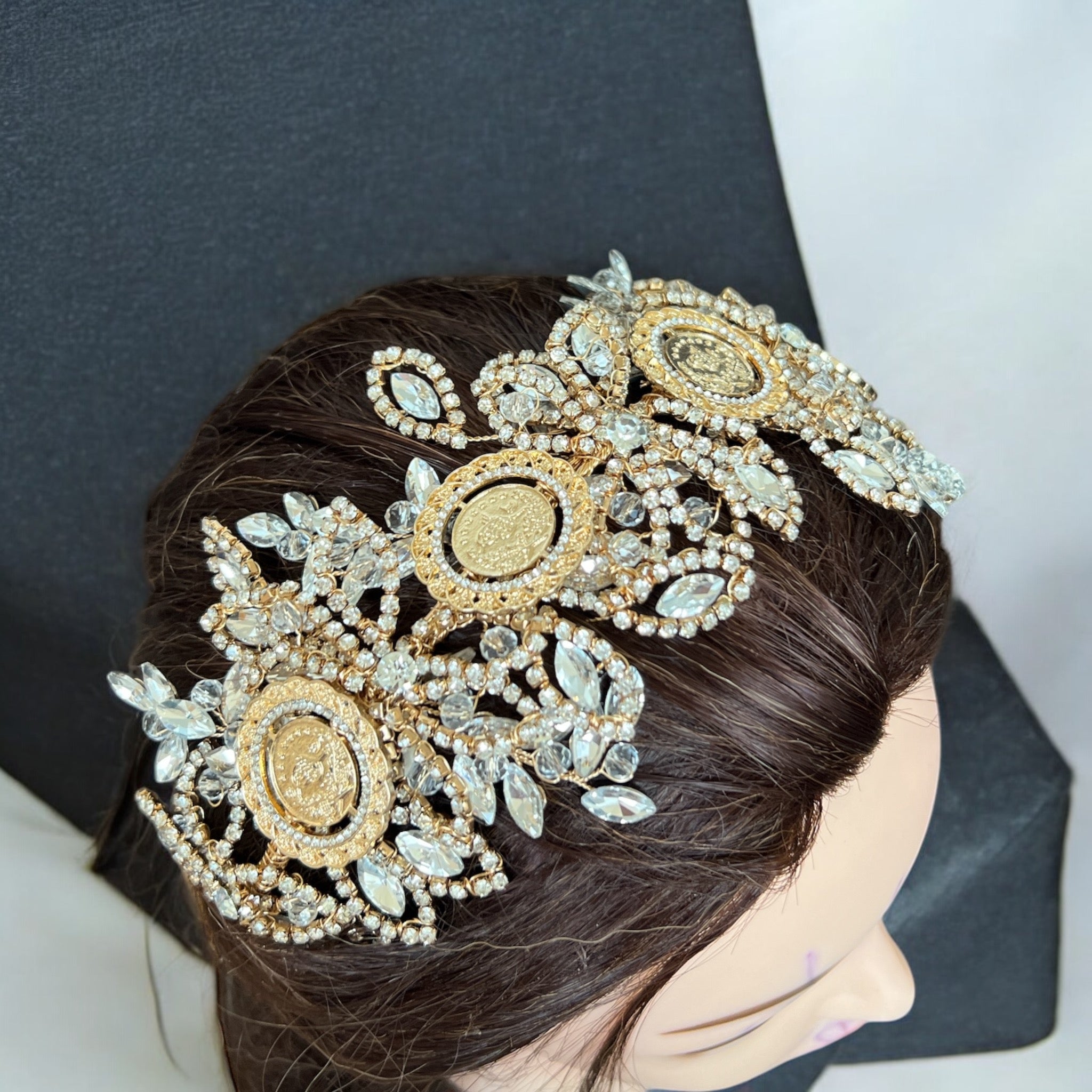 Caesarea four coins Gold and crystal headpiece