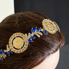 Hamama three coins blue and gold headband