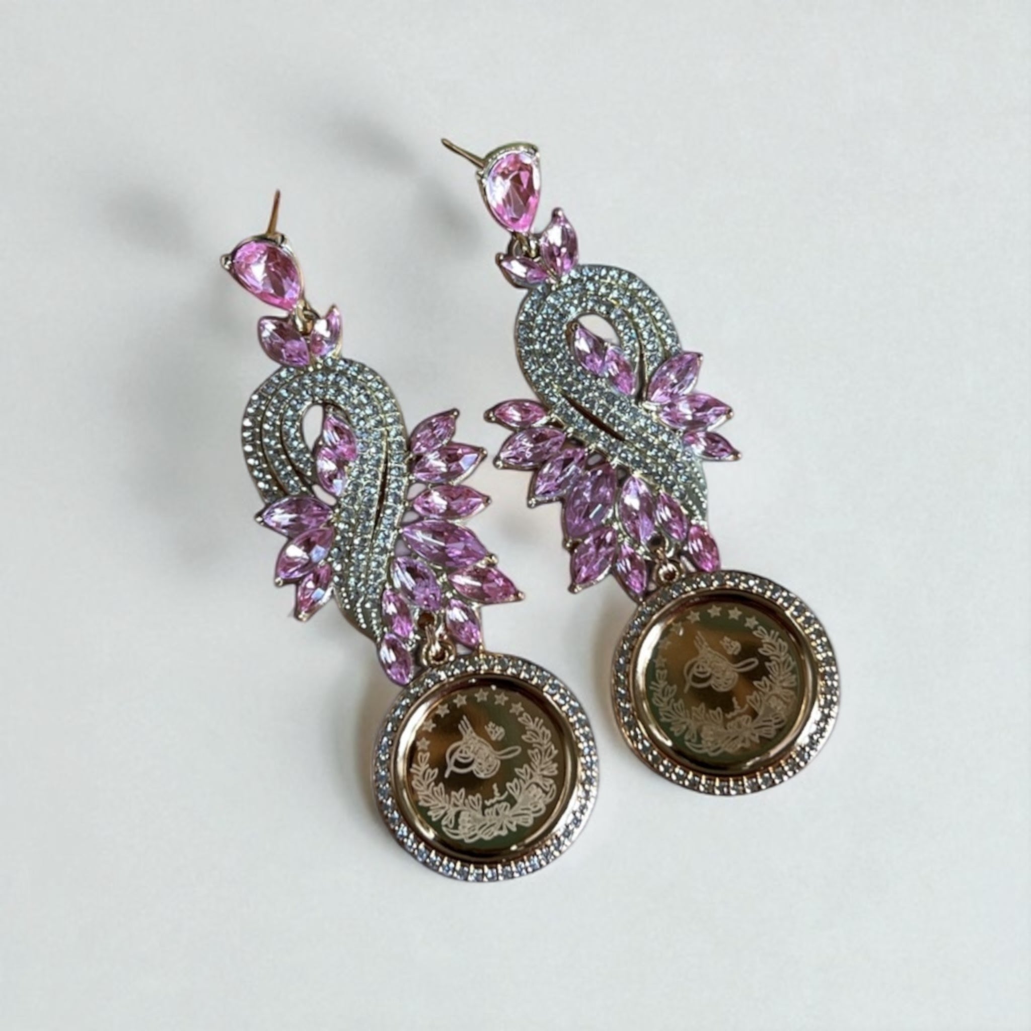 Al-Khadr Gold and pink coin earrings