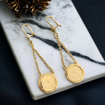 Lifta Gold Pleated coins Earrings