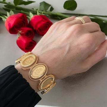 Al-Birah mini Coins 21K pleated gold Bracelet