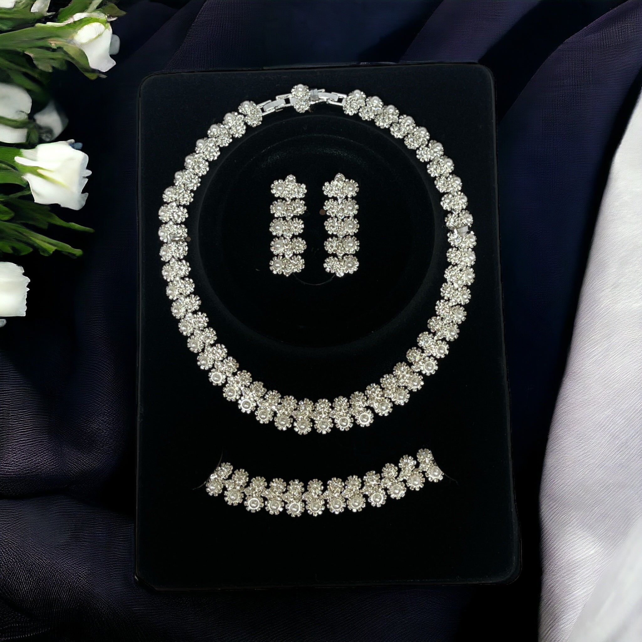 Turmusaya Pearls and silver bridal set
