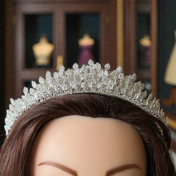 Kafr Sumei silver zircon stone wedding tiara