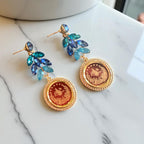 Bal'a blue shades stud coin earrings