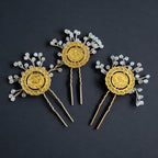 Ramla three coins clear beads pins