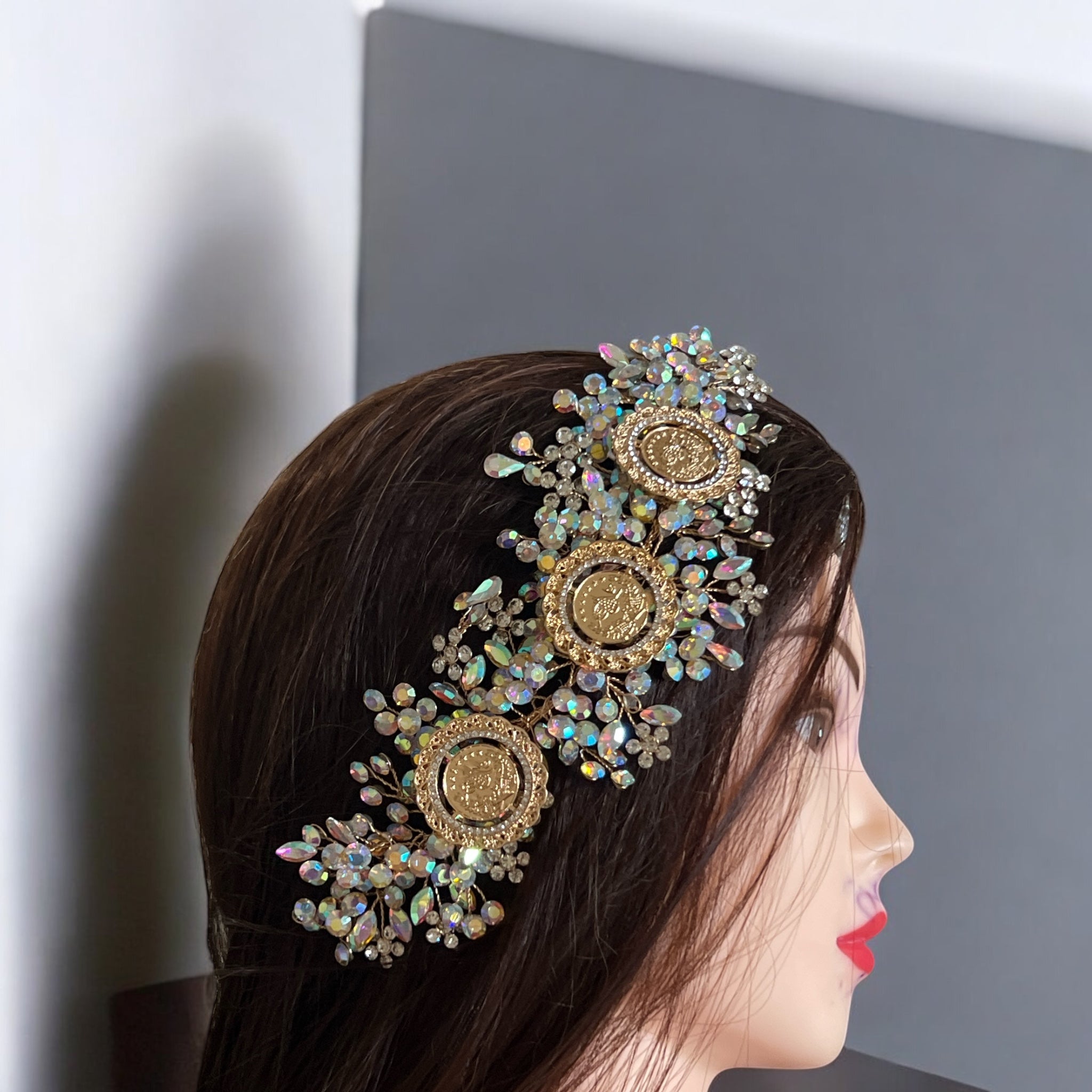 Dayr al-Ghusoun three coins multi color headpiece