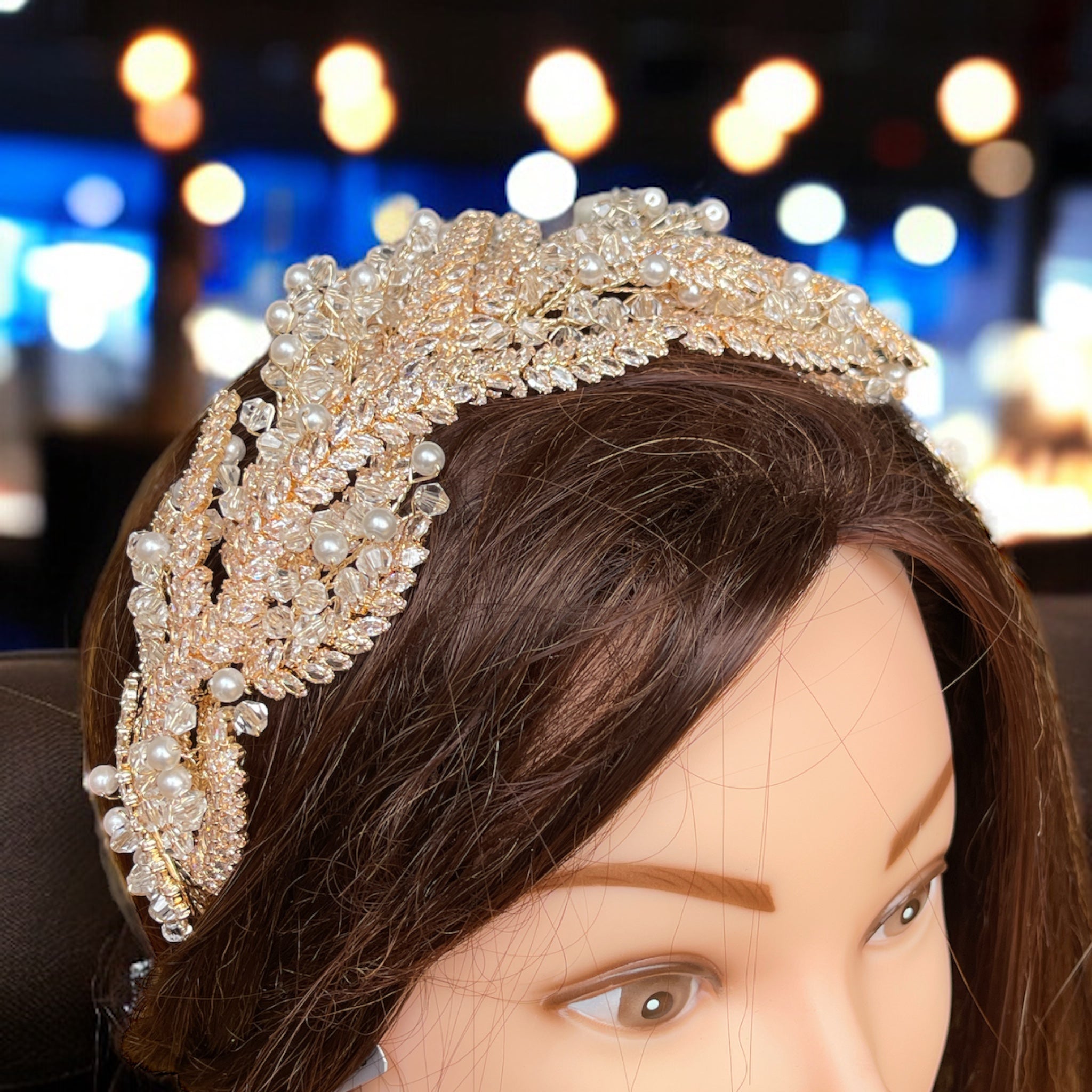 Nuseirat gold crystal headpiece