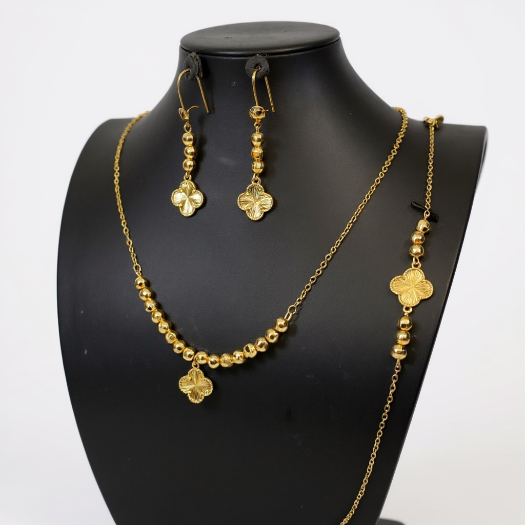 Tira 18k pleated three pc jewelry set