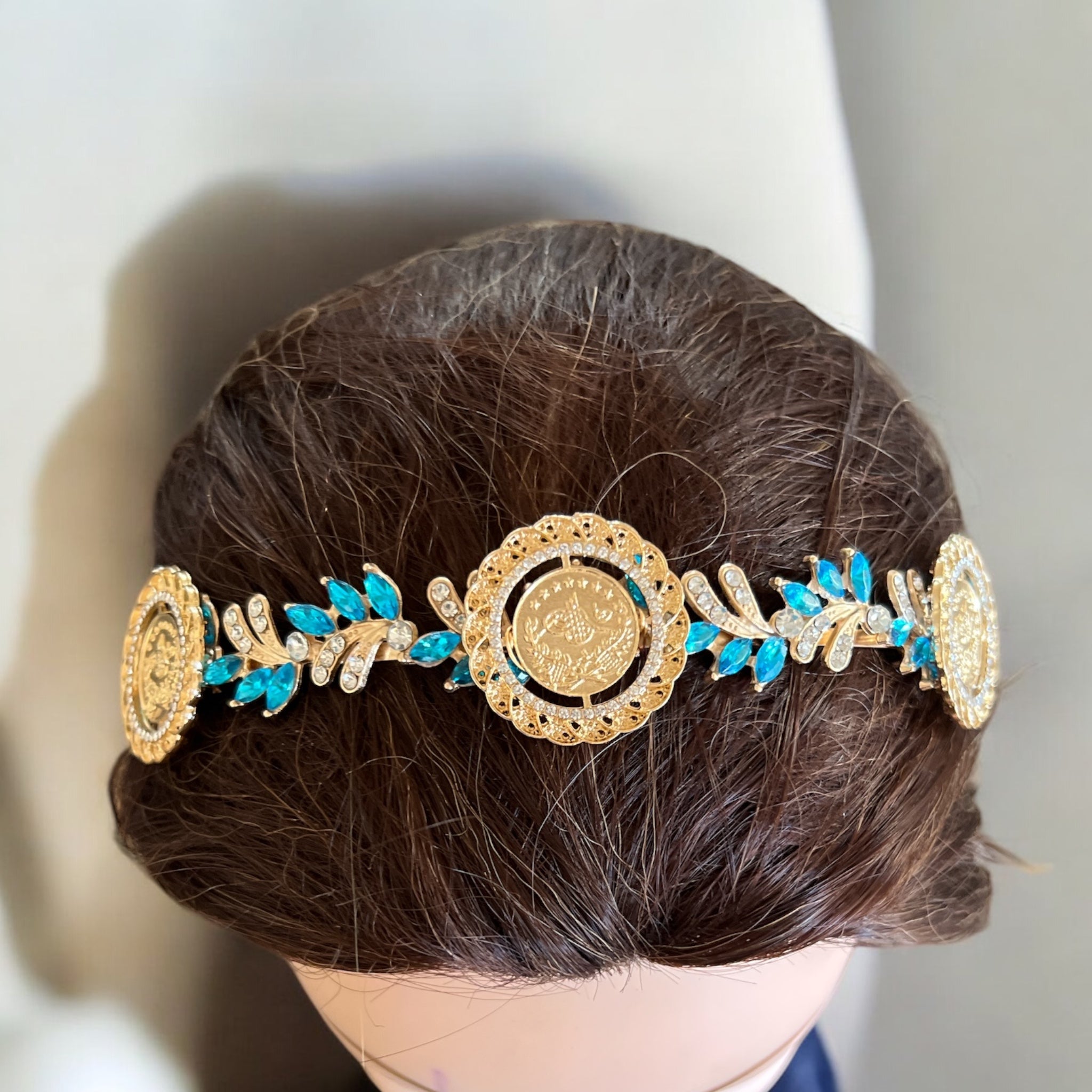 Hamama Turquoise three coins headband
