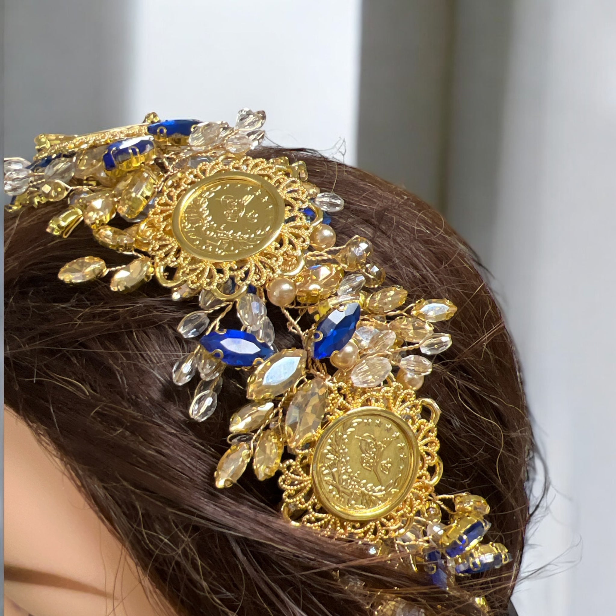 Ras Suneisil luxury Gold and blue headpiece