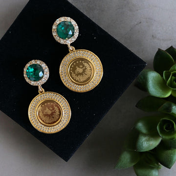 Bayt Remi Golden Green coin earrings