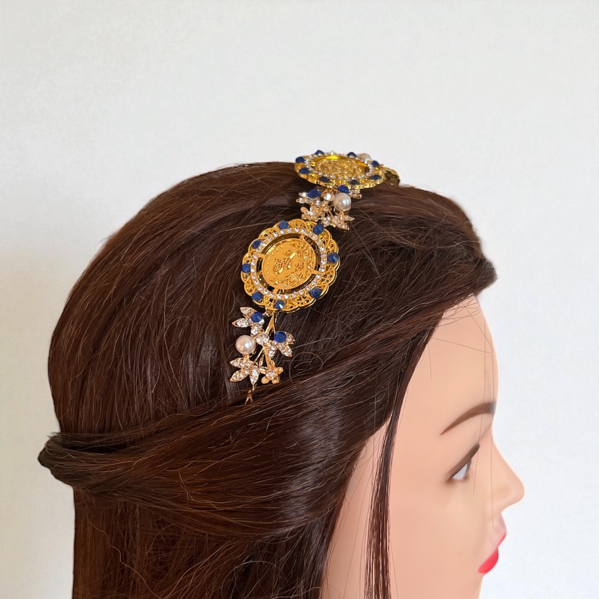Betillo II three coins blue and Gold headband