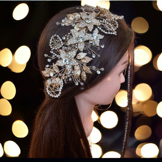 Qabatiya Gold flower sparkling Headpiece Excellence Gold Flower. 