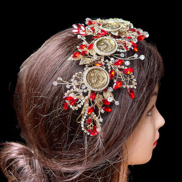 Yafa Red and Gold headpiece