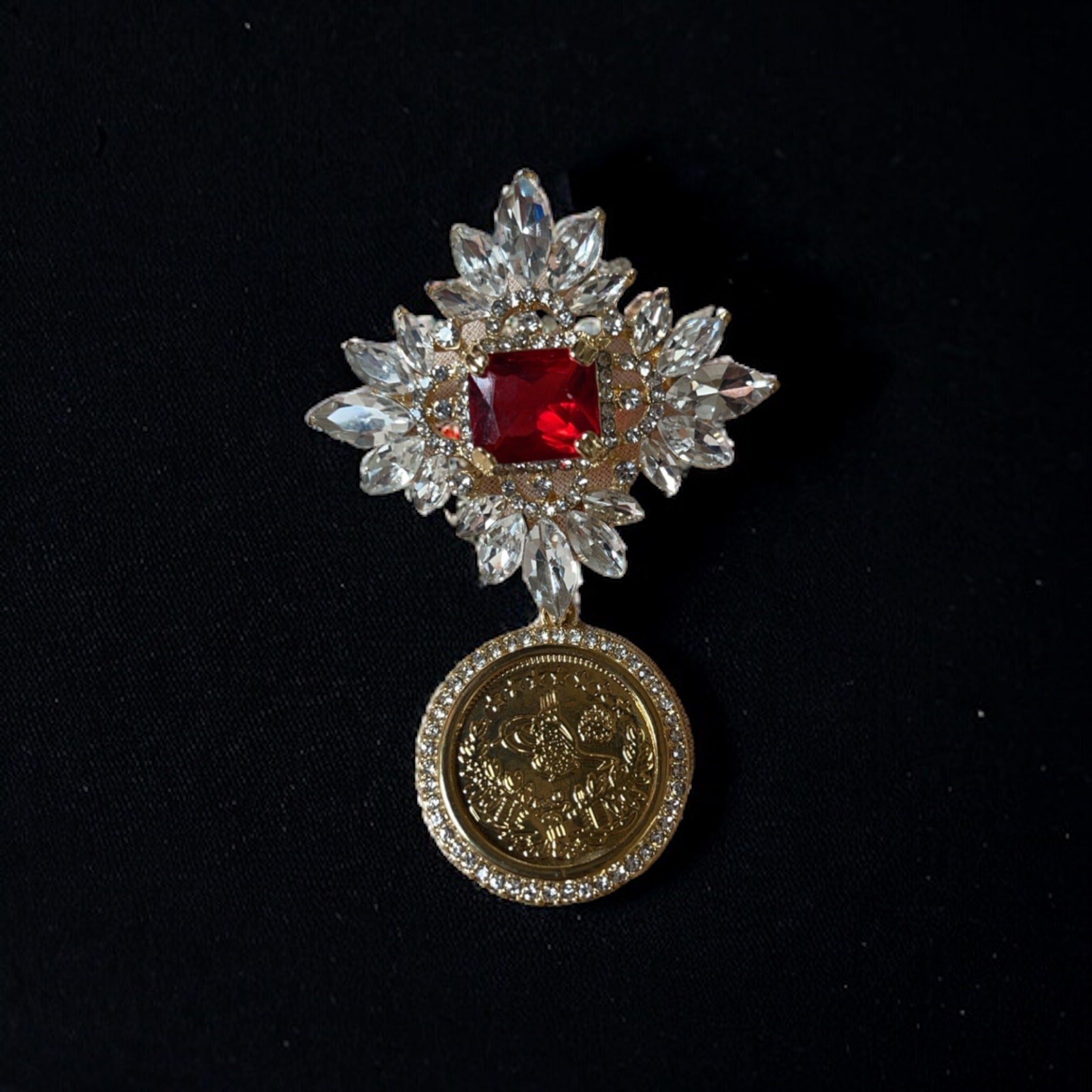 Umm Safa Silver coin Brooch high fashion handmade 