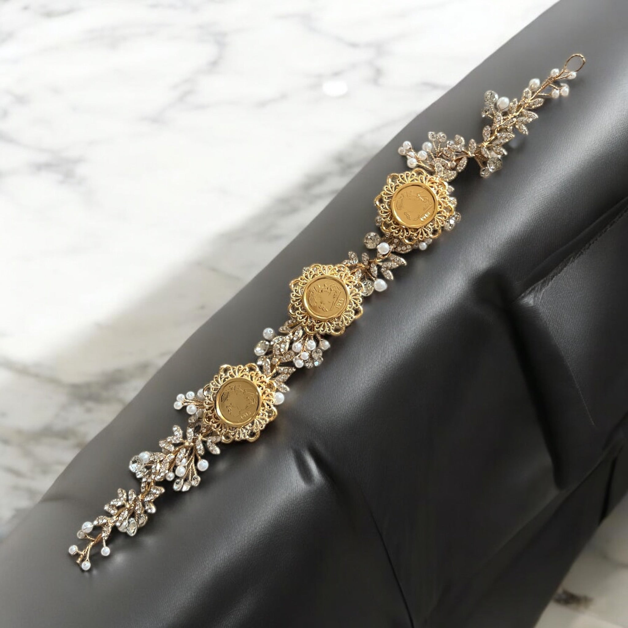 Jibiya three coins gold headpiece