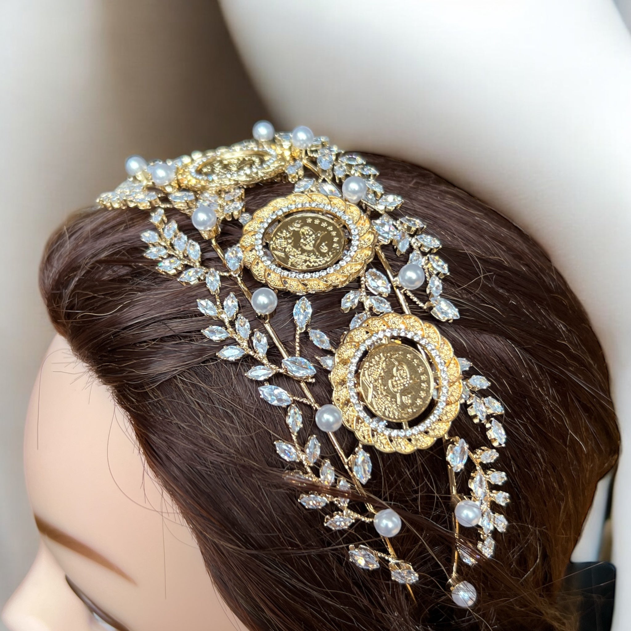 Jineen pearls five coins headband