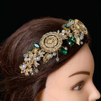 Sanjal Green and gold headpiece