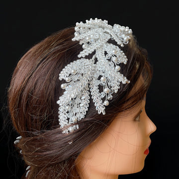 Bureij white crystal bridal headpiece