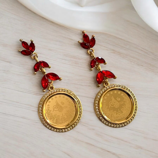 Nablus Red and Gold earrings
