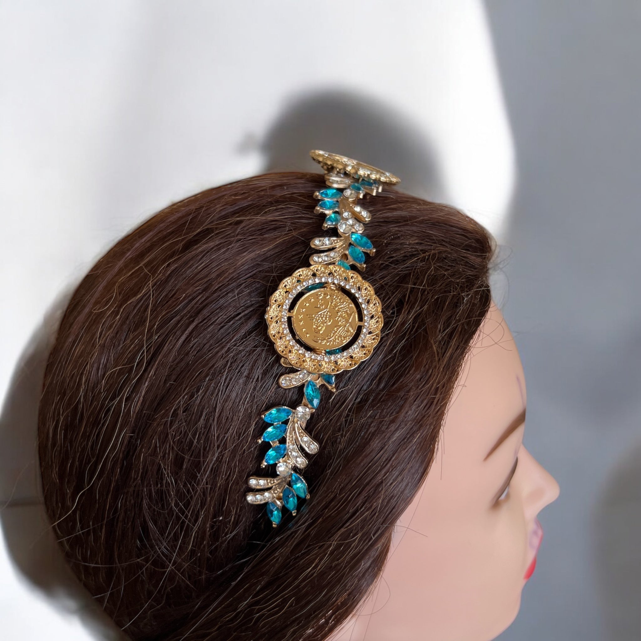 Hamama Turquoise three coins headband