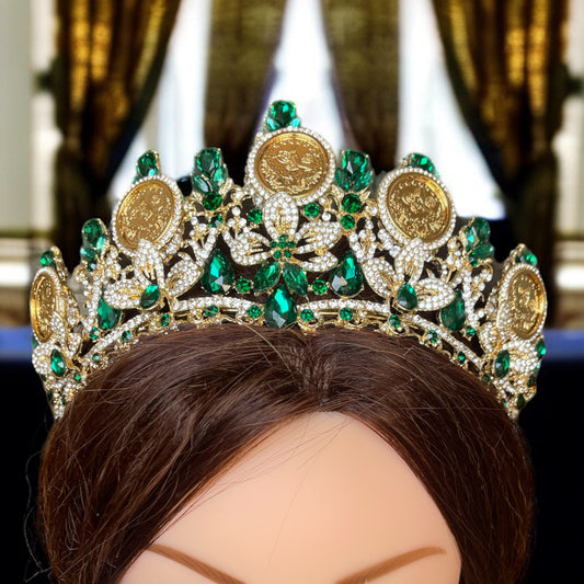 Beitunia Green and Gold liras tiara/crown