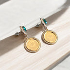 Bayt Rema II Green and Gold Earrings