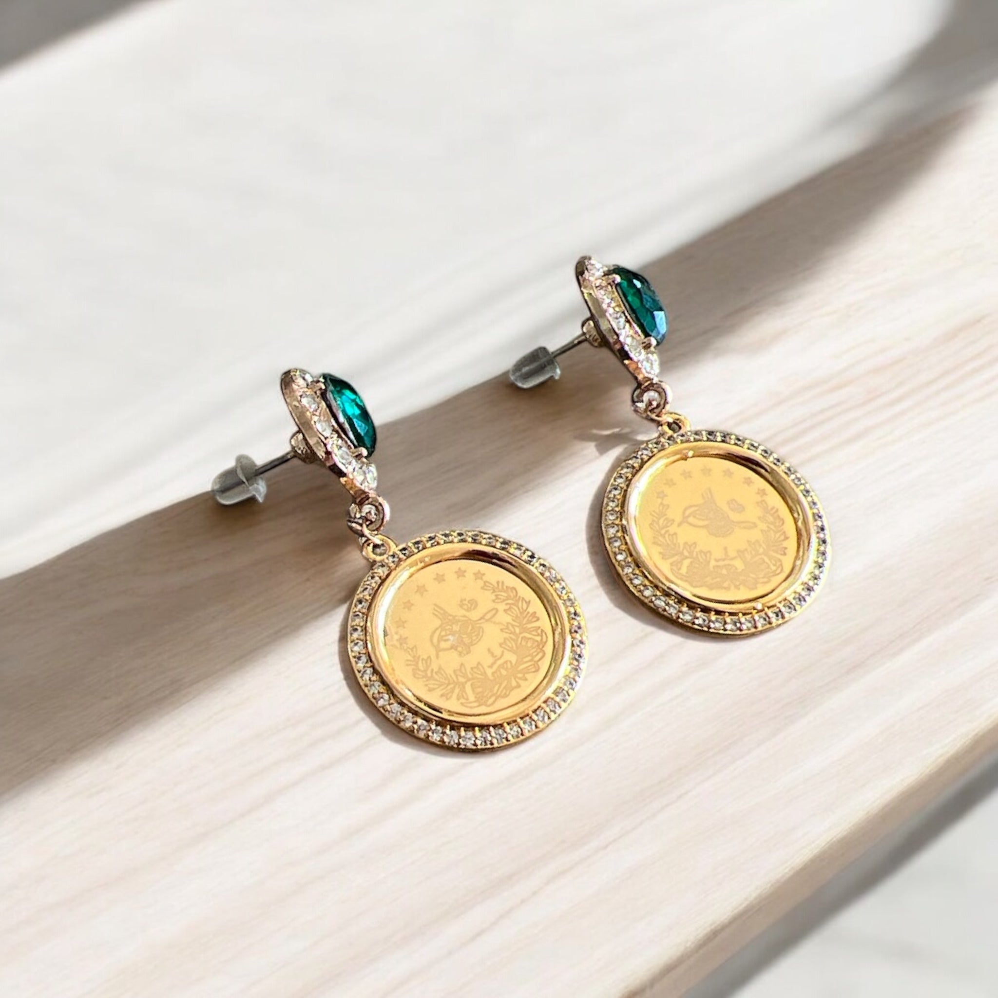 Bayt Rema II Green and Gold Earrings