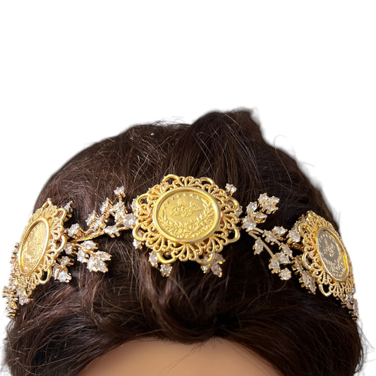 Marah Ma'ala three coins gold and crystal headband