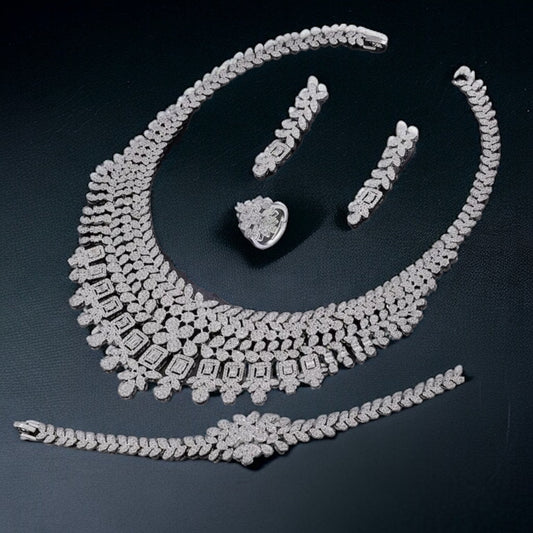 Ramallah luxury Bridal accessories set crystal and silver