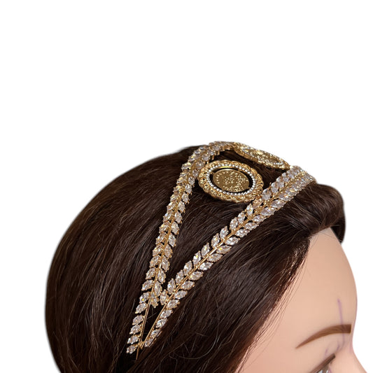 Seida three coins Gold and crystal headband