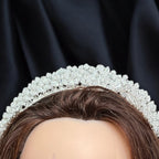 Yafa Zircon Stone Big Size Bridal Crown - Silver